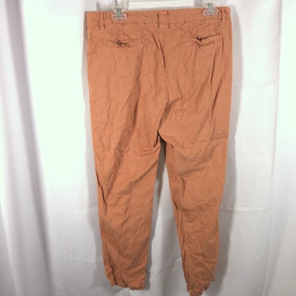 Sundance Womens 12P 33x27.5 Petite Orange Floral Embroidered Chino Khaki Pants - Picture 3 of 7
